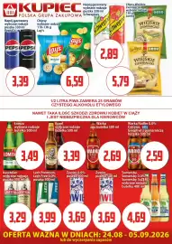 Kupiec gazetka Strona 3: Chipsy Wiejskie Ziemniaczki Masło z Solą €5,79, Piwo Kozel Černý €3,39