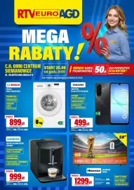 RTV EURO AGD gazetka Strona 1: Ekspress automatyczny Siemens TF301E09 €999,00, Pralka Bosch Serie 2 WGE03201PL €899,00
