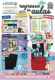 Folheto E.Leclerc Página 1: Caderno capa preta a4 esquisse €0,89, Conjunto de desenho giotto €8,50