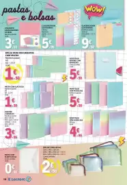 Folheto E.Leclerc Página 10: Classificador 8 divisórias glittery rainbow pastel €5,95, Bolsa com fecho €2,50
