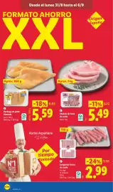 Catálogo Lidl semana 36 Página 4: Cerdo longaniza fresca €2,99, Pollo fileteada €5,59