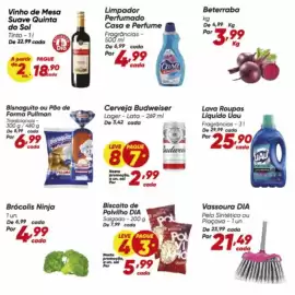 Tabloide Dia Página 5: De - beterraba €3,99, Budweiser - cerveja €2,99