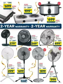 Pick n Pay catalogue Page 3: AIM 15cm Rechargeable Desk Fan €279,99, AIM 30cm High Velocity Fan €499,99