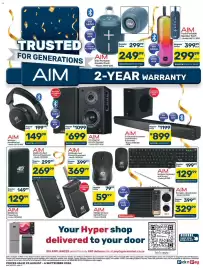Pick n Pay catalogue Page 4: AIM Funk Portable Speaker €299,99, AIM 2.0 Channel Monitor Speaker €699,00