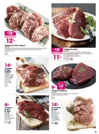 Catalogue Croque Gel page 29: 4 Pavés de kangourou €9,20, 4 Tranches de gigot d'agneau €14,95