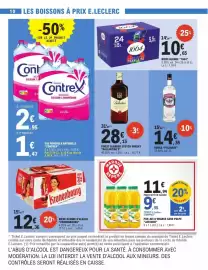 Catalogue E.Leclerc Express page 10: Contrex - eau minérale naturelle €2,95, Orange - pur jus d'orange sans pulpe €9,55