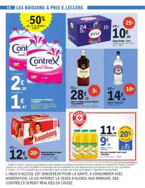 Catalogue E.Leclerc Express page 10: Contrex - eau minérale naturelle €2,95, Orange - pur jus d'orange sans pulpe €9,55