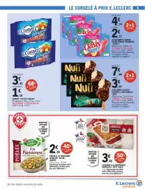 Catalogue E.Leclerc Express page 9: Pêche pomme framboise €4,74, Oasis - 10 batonnets sorbet peche framboise €2,37