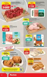 Auchan akciós újság | Szupermarket Oldal 2: Vici lazacszelet €799,00, Auchan kedvenc marha gulyáshús €3.689,00