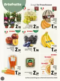 Volantino Conad Tuday Pagina 6: Pesche gialle Percorso Qualità Conad €2,39, Banane Chiquita €1,69