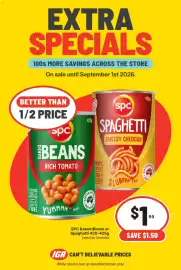 IGA catalogue week 35 Page 2: SPC Baked Beans or Spaghetti €1,00