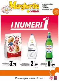 Volantino Conad Margherita Pagina 1: Birra Nastro Azzurro Peroni €0,89, Gocci ole Pavesi classiche €3,79
