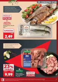 Kaufland gazetka tydzień 35 Strona 35: Pstrąg tęczowy z Kaszub patroszony €2,49, Mięso na gulasz z szynki wieprzowej €9,99