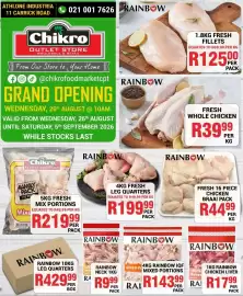 Chikro Food Market catalogue Page 1: Rainbow Fresh Whole Chicken €39,99, Rainbow Fresh Chicken Fillets €125,00