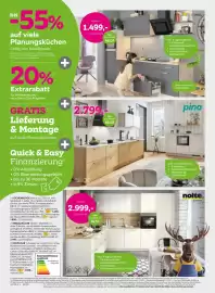 Mömax Flugblatt woche 35 Seite 8: Flex-Well Küchenblock €1.499,00, Pino Einbauküche €2.799,00