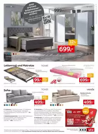 XXXLutz Prospekt woche 35 Seite 7: Physiosleep Kaltschaummatratze €699,00, Novel Schlafsofa €499,00