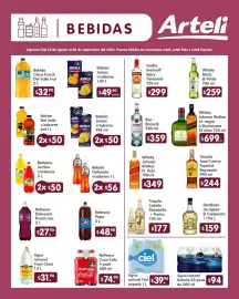 Folleto Arteli Página 5: Agua natural Ciel €39,90, Ron Bacardi €359,00