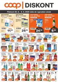 COOP DISKONT leták Strana 1: Budvar pivo světlý ležák €19,90, Weinhof vino vybrané druhy €79,90