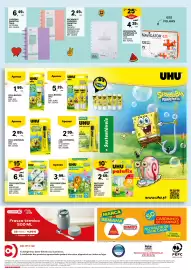 Folheto Continente semana 35 Página 52: Cola universal uhú €2,89, Fita corretora uhu mini roller €6,15