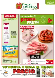 Catálogo Hiper Usera Página 1: Foxy papel higiénico Mega3 €2,99, Lote 3 kilos barbacoa €16,95