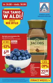 ALDI gazetka Strona 1: Kawa rozpuszczalna Jacobs Crema €22,99, Borówki amerykańskie XXL polskie €6,99