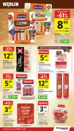 Intermarche gazetka tydzień 35 Strona 17: Parówki z szynki Tarczyński €8,99, Salami Chips klasyczne Sokołów €3,99
