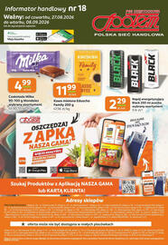 Społem Częstochowa gazetka Strona 12: Czekolada Milka Alpine Milk €4,99, Napój energetyzujący Black Mojito €2,29