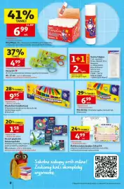 Auchan gazetka tydzień 35 Strona 8: Elektrostatyczny plan lekcji A4 €4,99, Zeszyt papierów kolorowych A4 €1,58