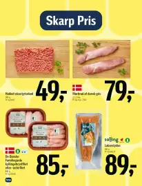 Føtex tilbudsavis Side 4: Familiegårde kyllingebrystfilet eller -inderfilet €85,00, Salling laksestykke €89,00