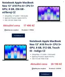 Datart leták Strana 2: Apple MacBook Neo 13" A18 Pro 6× CPU 5× GPU €20.190,00