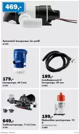 Biltema kundeavis Side 20: Lensepumpe €179,00, Automatisk lensepumpe, lav profil €469,00