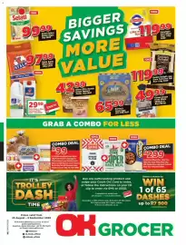 OK Grocer catalogue Page 1: Selati Golden Brown Sugar €99,99, Clover Bliss Double Cream Yoghurt €42,99
