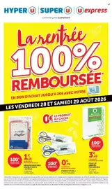 Catalogue Hyper U page 1: U ardoise effaçable double face + 1 stylo €1,16, U Feuilles simples perforées €3,49