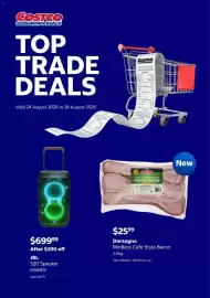 Costco catalogue Page 1: Dorsogna Rindless Cafe Style Bacon €25,99, JBL 520 Speaker €699,99