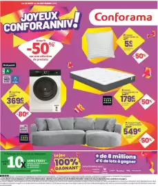 Catalogue Conforama page 1: Ines Canapé d'angle fixe compressé €549,00, Simply Matelas €179,99
