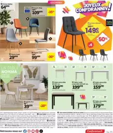Catalogue Conforama page 15: Table extensible 120/160 cm. €159,00, Table extensible 80/120 cm. €139,99