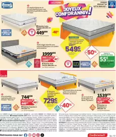 Catalogue Conforama page 19: Matelas Nuit Fraiche €1.199,99, Matelas Esquise 2 €449,99