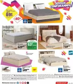Catalogue Conforama page 25: Bobochic Lit adulte Léonie €629,00, LOMOCO Lit adulte €719,00