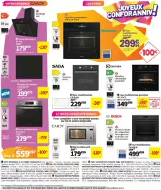 Catalogue Conforama page 32: Electrolux Four multifonction pyrolyse €349,99, COLONA Table de cuisson à induction €199,00