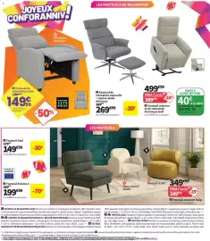 Catalogue Conforama page 8: Lumio Fauteuil de relaxation €149,99, Golf Fauteuil releveur et de relaxation électrique €399,99