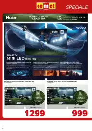 Volantino Comet Pagina 4: Haier QLED MiniLED Ultra 75" €1.299,00, Haier QLED MiniLED Ultra 65" €999,00