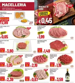 Volantino Galassia Pagina 6: Lonza di suino a fette €0,65, Fior di scelta hamburgerone di bovino adulto €2,39