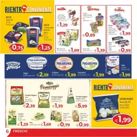 Volantino MerSi Supermercati Pagina 6: Philadelphia Snack €1,99, Milk PRO €1,29