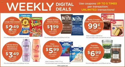 Fry's weekly ad week 35 Page 3: Post Large Size Cereal €2,49, Tuscany jar candle €6,99