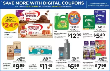Fry's weekly ad week 35 Page 9: Dove Men Plus Care Deodorant €6,99, Gain Laundry Detergent €12,99