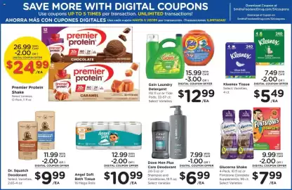 Smith's weekly ad week 35 Page 11: Dove Men Plus Care Deodorant €6,99, Gain Laundry Detergent €12,99