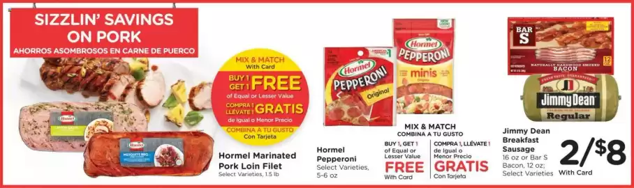 Smith's weekly ad week 35 Page 6: Jimmy Dean Breakfast Sausage €8,00, Hormel Marinated Pork Loin Filet
