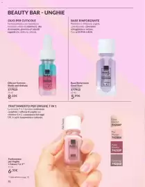 Catalogo Avon Pagina 76: Olio per Cuticole Shake and Hydrate €8,50, Avon Base Rinforzante Good Start €5,99