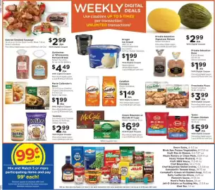 Kroger weekly ad week 35 Page 2: Eckrich Smoked Sausage €2,99, Freschetta pizza €3,99