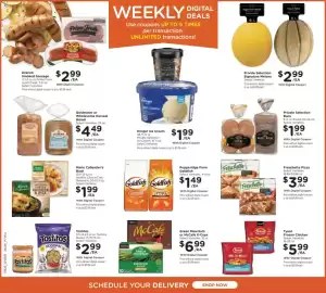 Kroger weekly ad week 35 Page 2: Eckrich Smoked Sausage €2,99, Goldminer or Wholesome Harvest Bread €4,49